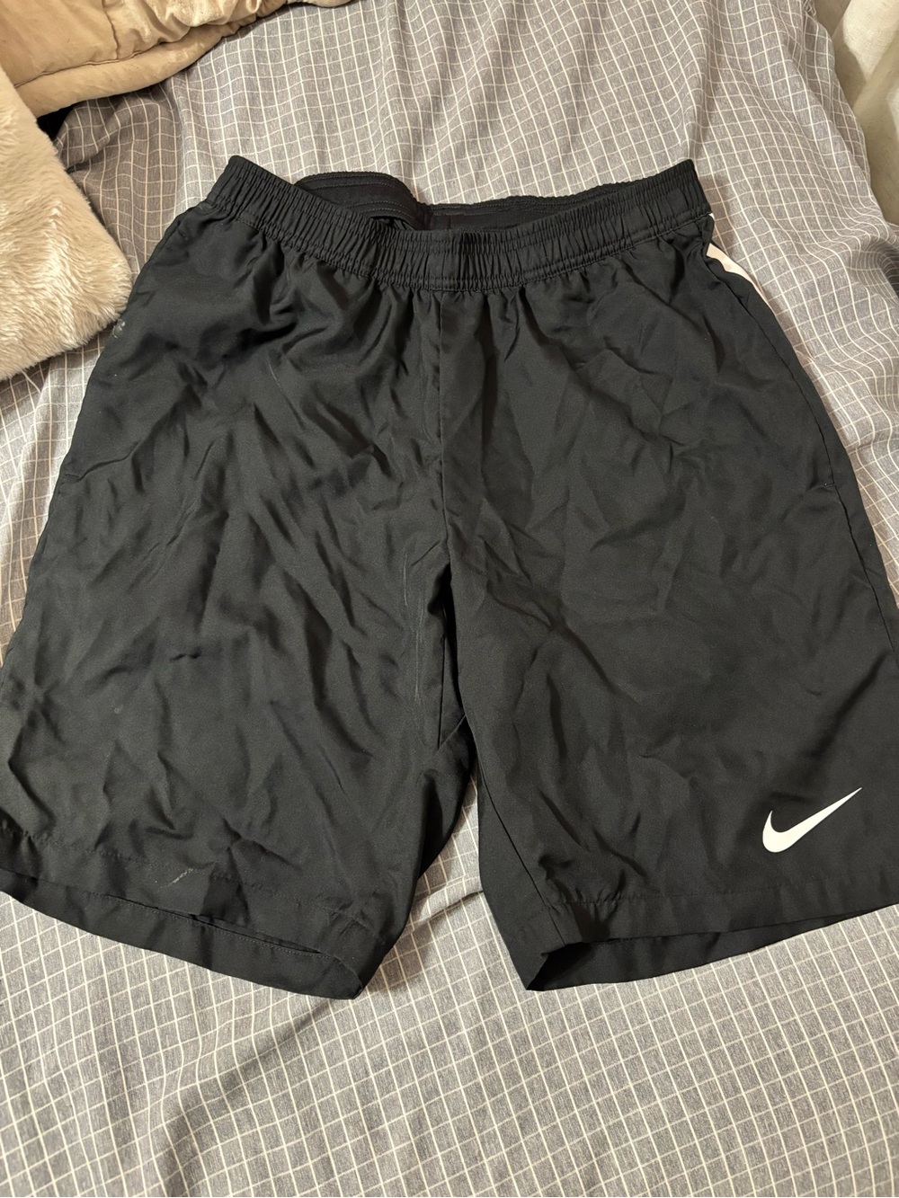Nike Men’s Black Athletic Shorts with White Swoosh